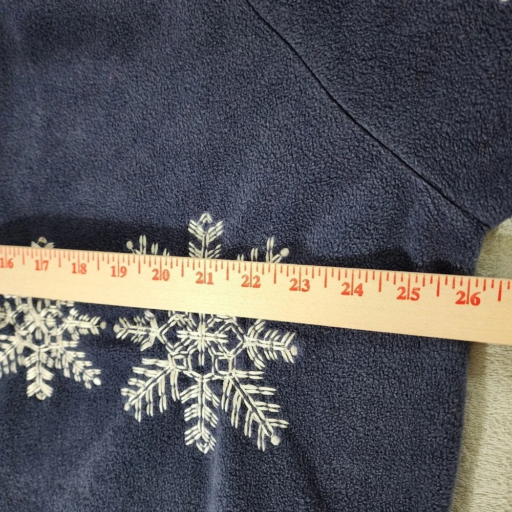 NorthCrest Full Zip Up Fleece Sweater Women's Plus Size 22W Snowflake Embroidery